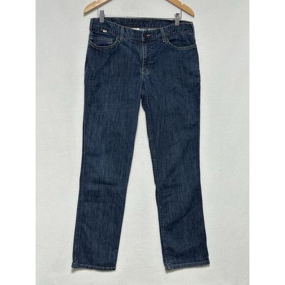 Carhartt Jeans Womens 12 FR Denim Blue Work Straight Regular Fit Cat 2. 2112 - Picture 1 of 12